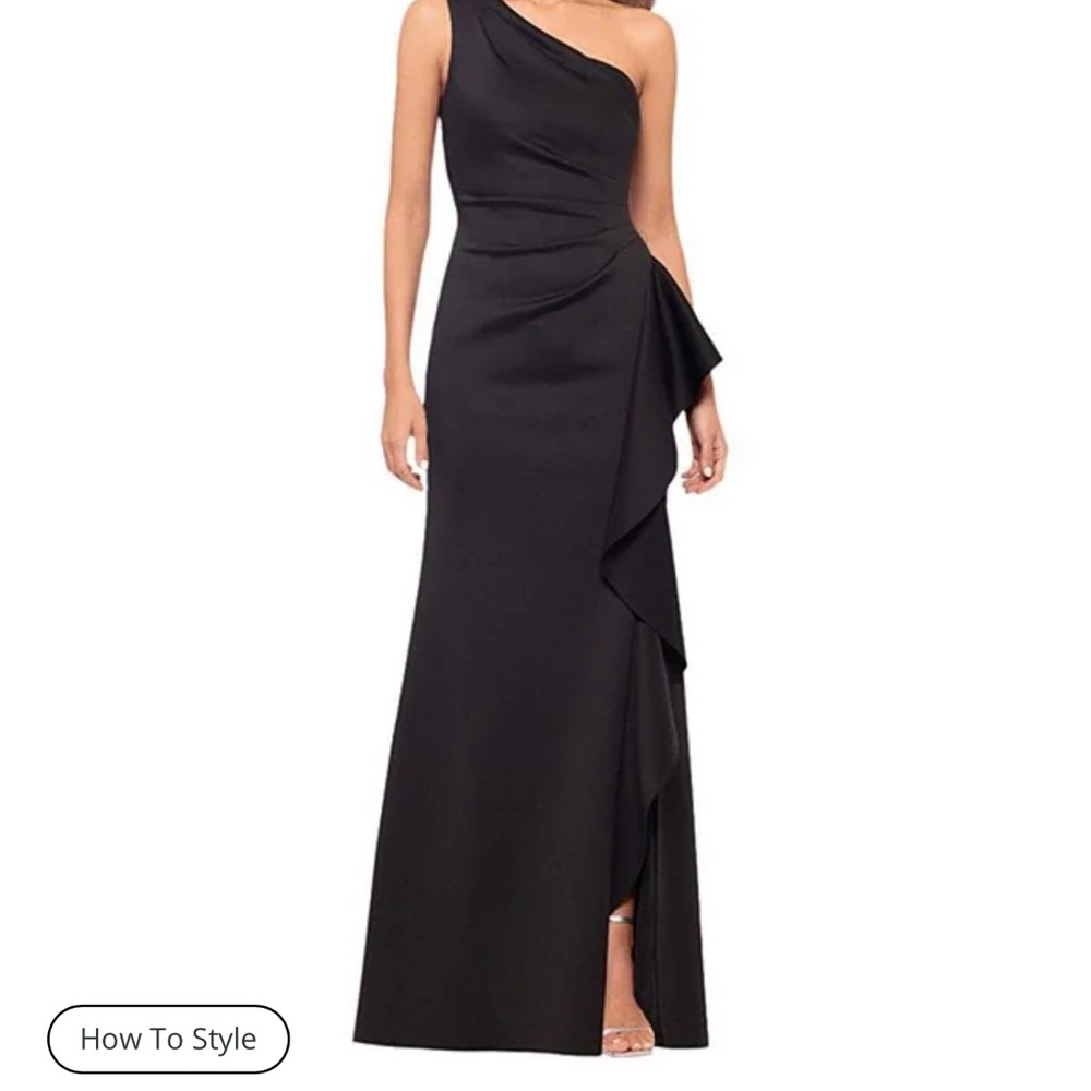 Xscape Elegant Black One-Shoulder Dress